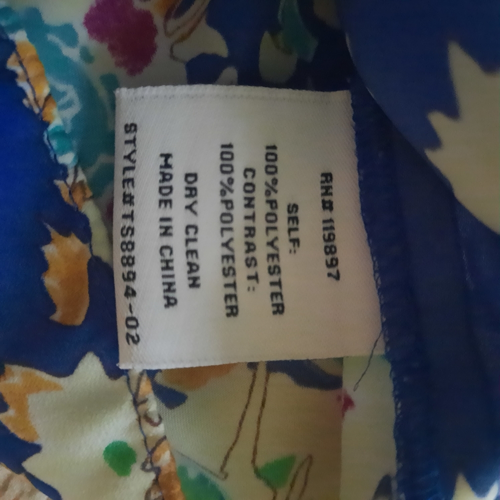 Collective Concepts Floral Keyhole Blouse - Blue and Yellow - Picture 8 of 8